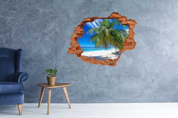 Autocolant gaură 3D plaja tropicala