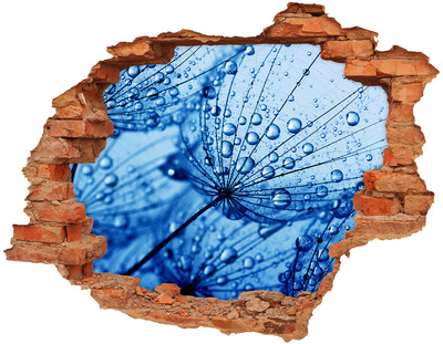 Autocolant un zid spart cu priveliște Picături de apă pe o floare delicată