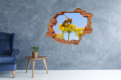 Autocolant de perete gaură 3D O albină pe o floare