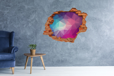 Fototapet un zid spart cu priveliște Geometrie în gaură
