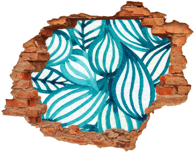 Autocolant de perete gaură 3D Frunze tropicale într-o gaură în perete