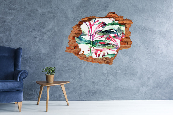 Autocolant un zid spart cu priveliște Grădina de flori din spatele zidului