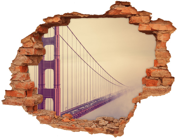 Fototapet 3D gaură în perete Podul Golden Gate printre nori