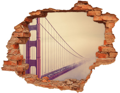 Fototapet 3D gaură în perete Podul Golden Gate printre nori