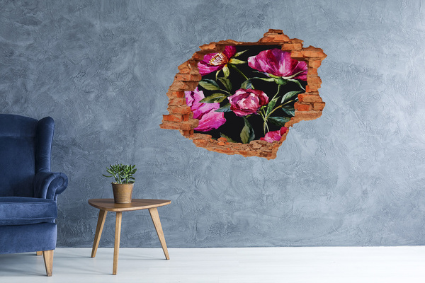 Autocolant 3D gaura cu priveliște Mural floral cu gaură în perete