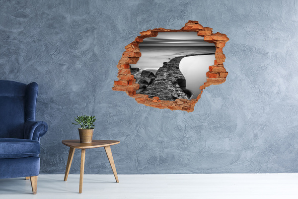 Autocolant 3D gaura cu priveliște Bulevard de piatră lângă mare