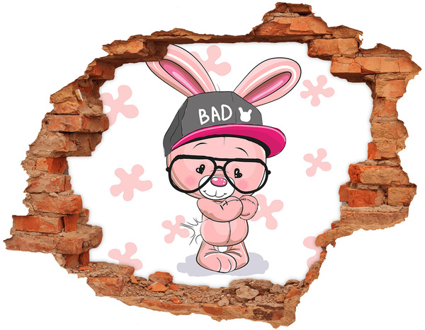 Autocolant de perete gaură 3D Rabbit în capac
