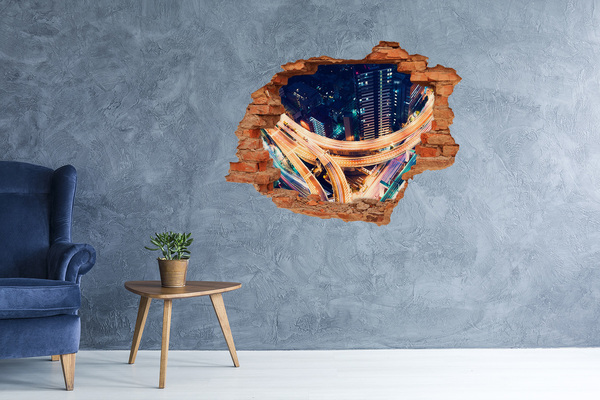 Fototapet 3D gaură în perete Vedere a orașului noaptea