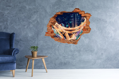 Fototapet 3D gaură în perete Vedere a orașului noaptea