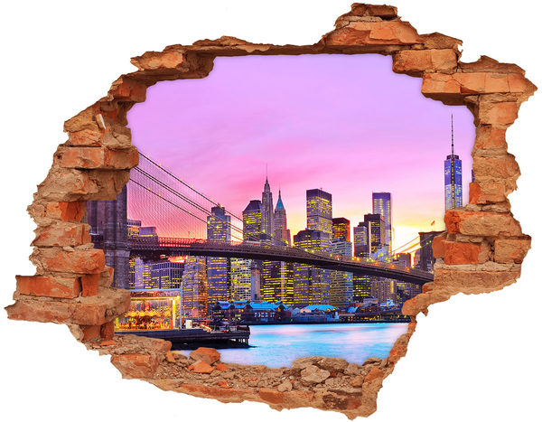 Autocolant gaură 3D Orizontul New York-ului la apus