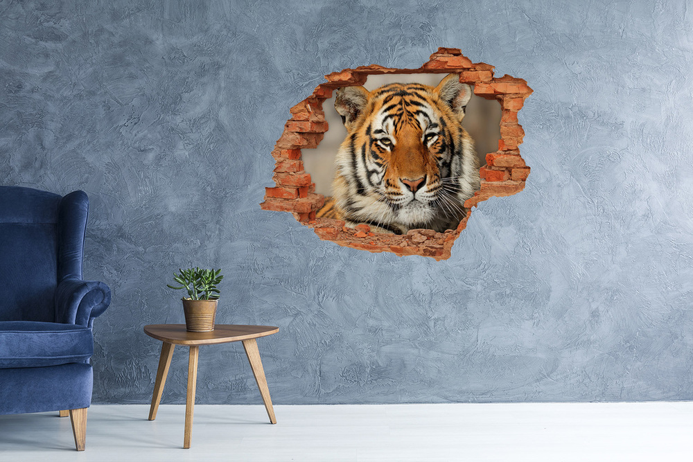 Autocolant de perete gaură 3D tigru bengalez