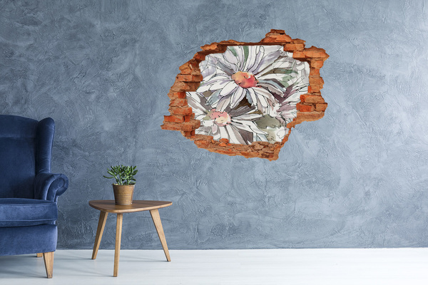 Autocolant un zid spart cu priveliște Flori în beton