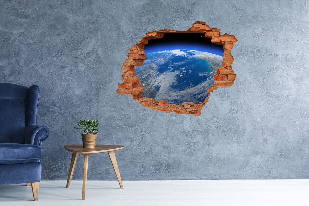 Fototapet 3D gaură în perete Planeta Pământ