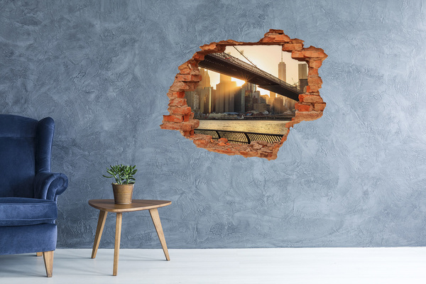 Autocolant gaură 3D Pod în soarele apus