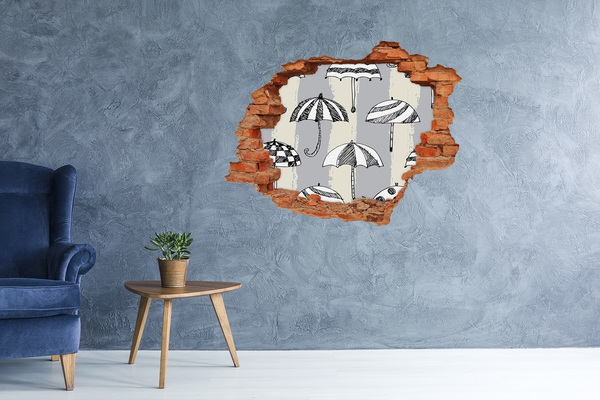 Fototapet 3D gaură în perete Umbrele fermecătoare pe plajă