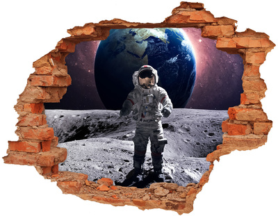 Fototapet 3D gaură în perete Astronautul pe Lună