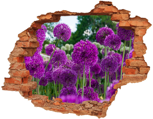 Autocolant gaură 3D Un paradis floral în nuanțe de violet