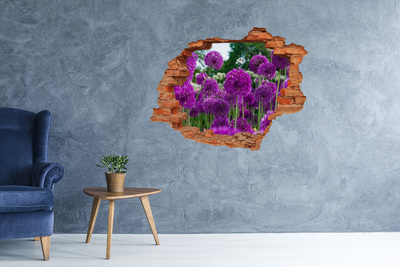 Autocolant gaură 3D Un paradis floral în nuanțe de violet