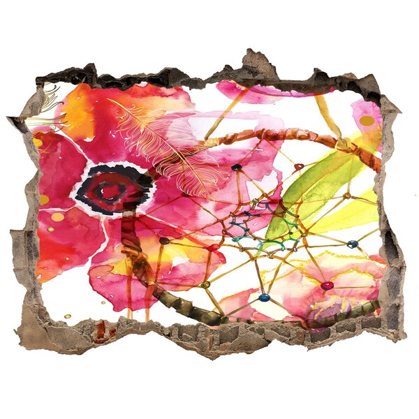 Fototapet un zid spart cu priveliște Visul florilor cu gaură în perete