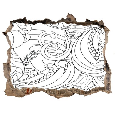 Autocolant gaură 3D Gaură în model floral de perete