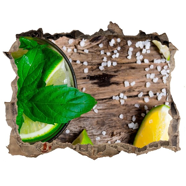 Autocolant de perete gaură 3D Un cocktail răcoritor cu lime