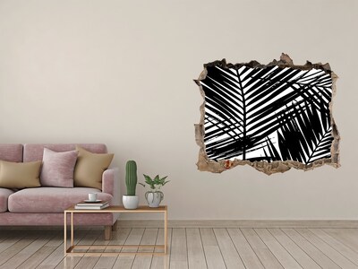 Autocolant de perete gaură 3D Frunze tropicale într-o gaură în perete