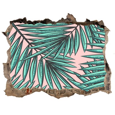 Autocolant de perete gaură 3D Frunze de palmier