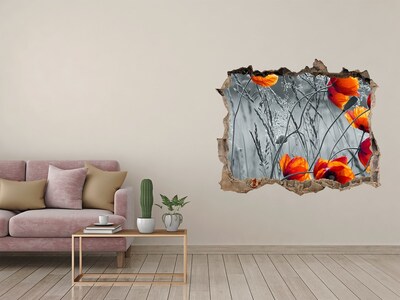 Fototapet 3D gaură în perete Flori în beton