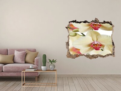 Autocolant gaură 3D Orhidee într-un zid spart