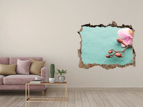 Autocolant autoadeziv gaură Floare de orhidee într-un perete deteriorat