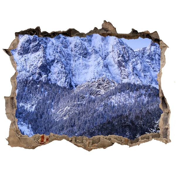 Autocolant autoadeziv gaură Peisaj montan în peisajul de iarnă