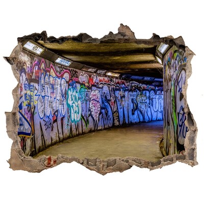 Autocolant de perete gaură 3D Graffiti într-un tunel al orașului
