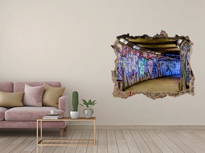 Autocolant de perete gaură 3D Graffiti într-un tunel al orașului