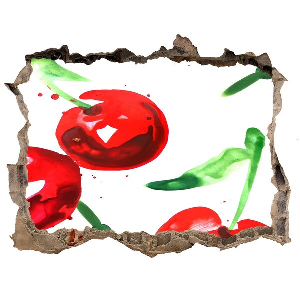 Fototapet 3D gaură în perete Cireșe