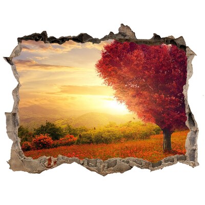 Fototapet 3D gaură în perete Copac caseta de inimă