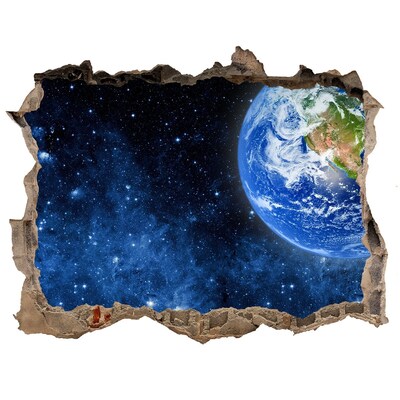 Fototapet un zid spart cu priveliște Vedere cosmică dintr-o gaură în perete