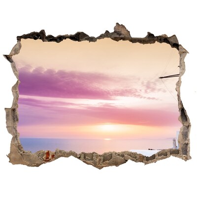 Autocolant 3D gaura cu priveliște Santorini, grecia