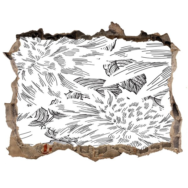 Autocolant un zid spart cu priveliște Gaură în model floral de perete