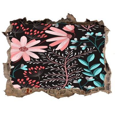 Autocolant gaură 3D Model floral pe fundal negru