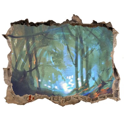 Fototapet 3D gaură în perete Pădurea misterioasă în lumina lunii