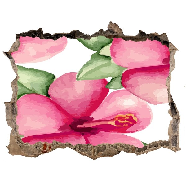 Autocolant de perete gaură 3D Un paradis al florilor în spatele zidului