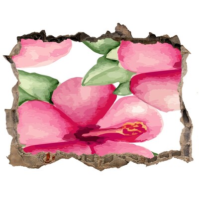 Autocolant de perete gaură 3D Un paradis al florilor în spatele zidului