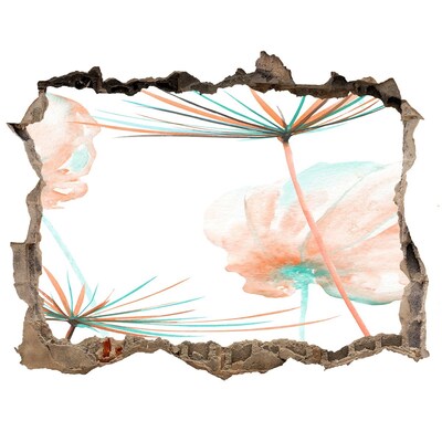 Autocolant autoadeziv gaură Peisaj floral printr-o gaură în perete