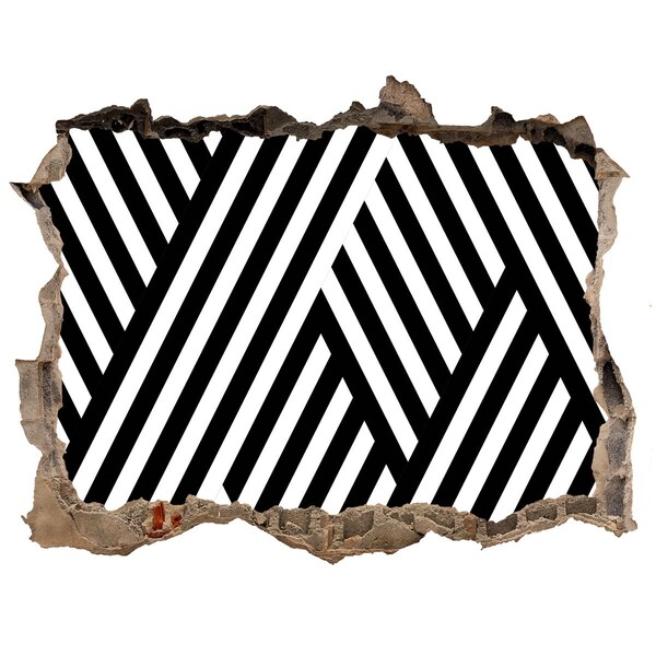 Fototapet un zid spart cu priveliște Modele geometrice într-o gaură din perete