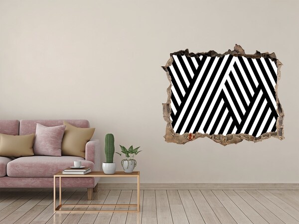 Fototapet un zid spart cu priveliște Modele geometrice într-o gaură din perete