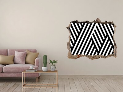 Fototapet un zid spart cu priveliște Modele geometrice într-o gaură din perete