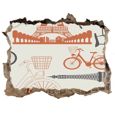 Autocolant gaură 3D Parisul în detaliu