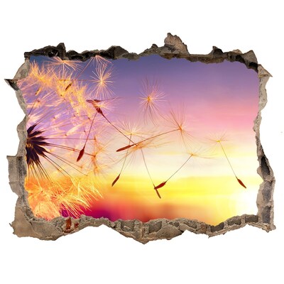 Autocolant de perete gaură 3D Vise cu flori la apus