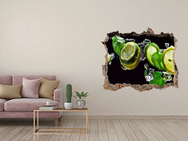 Autocolant de perete gaură 3D O doză de prospețime cu lămâie