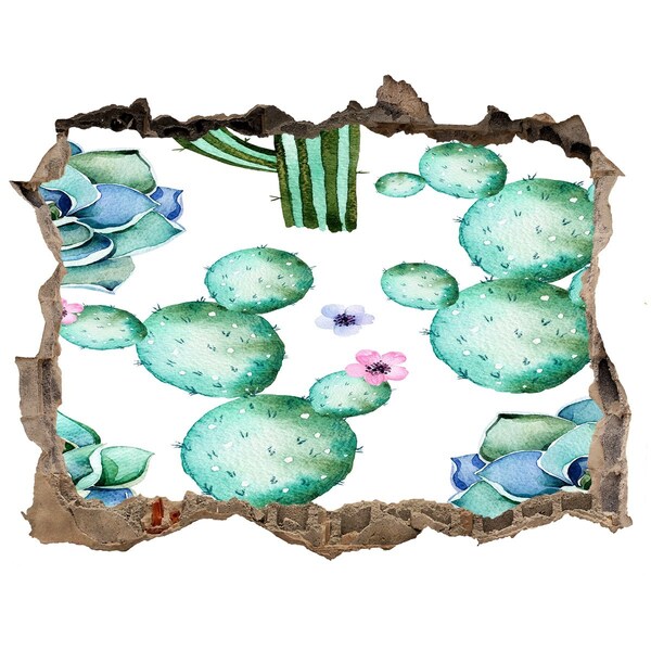 Autocolant autoadeziv gaură Cactuși într-o gaură în perete